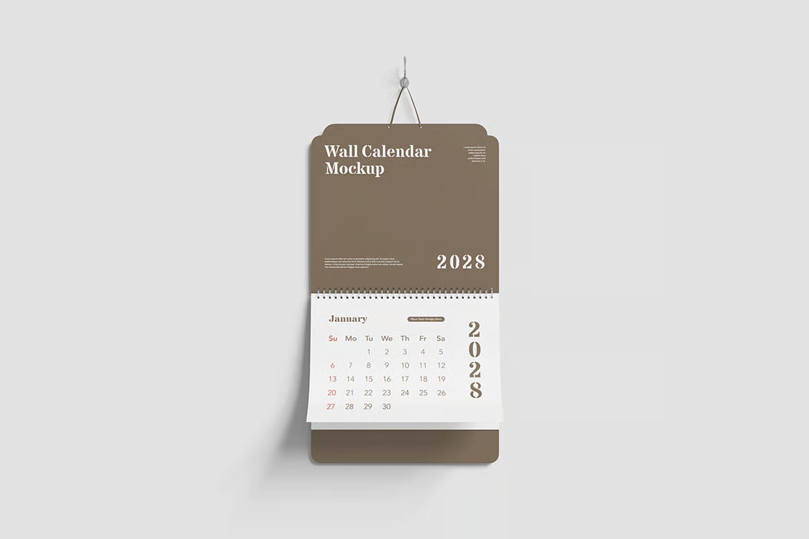 Free Modern Wall Calendar Mockup 5
