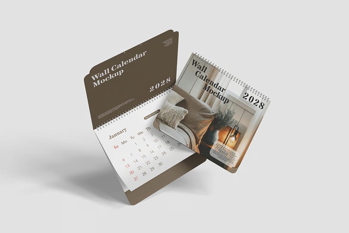 Free Modern Wall Calendar Mockup 6