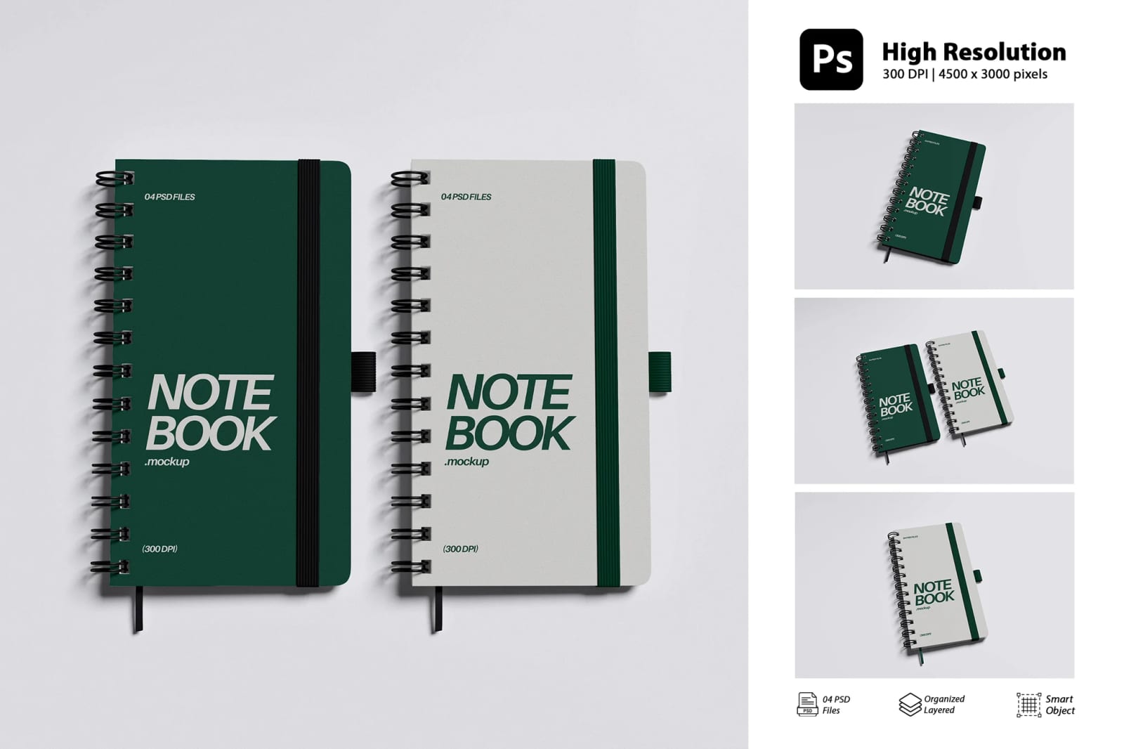 Free Notebook Mockup Set - 04 PSD Files 1