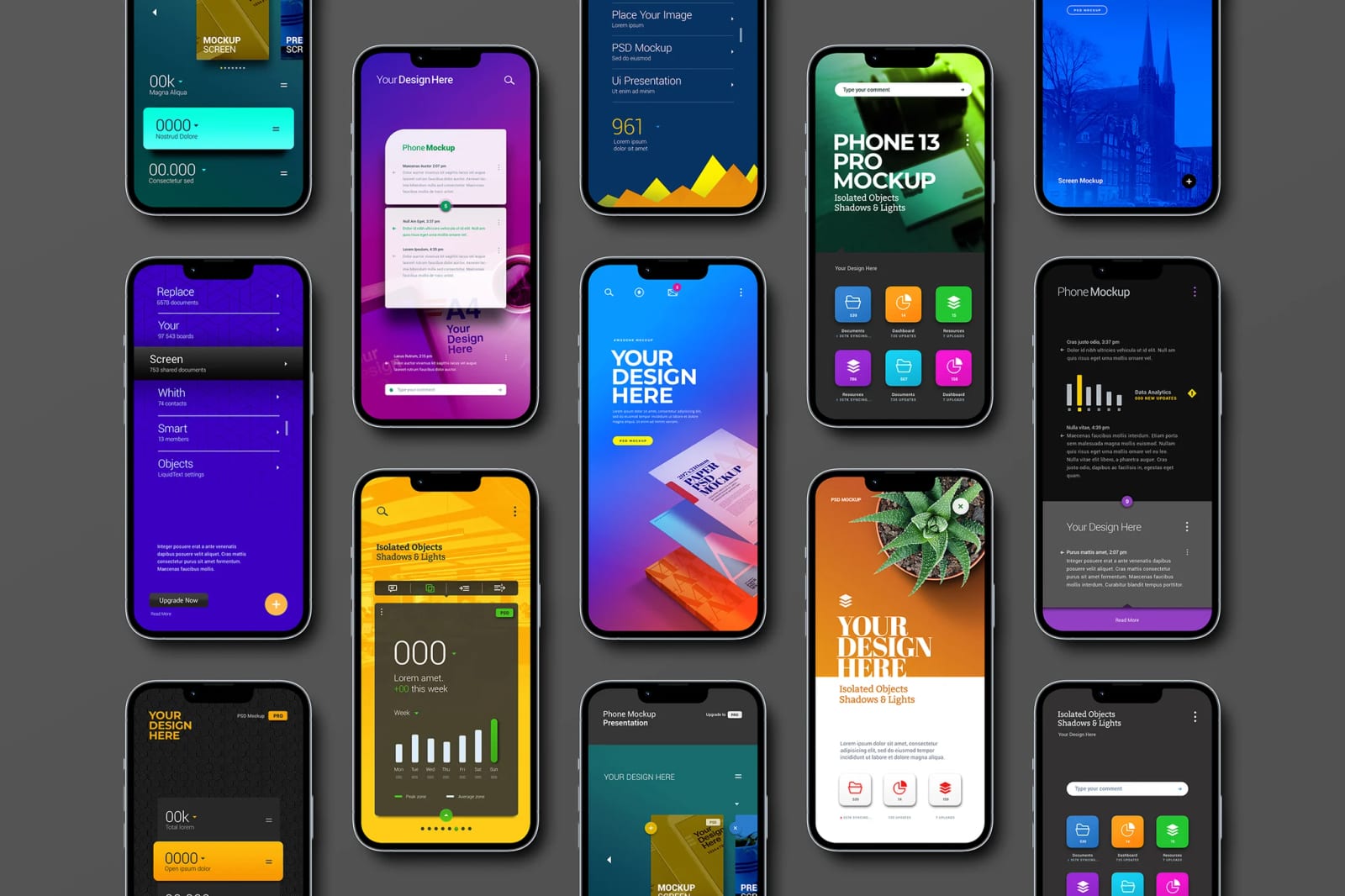Free Phone Mockups 13 Pro Set 1