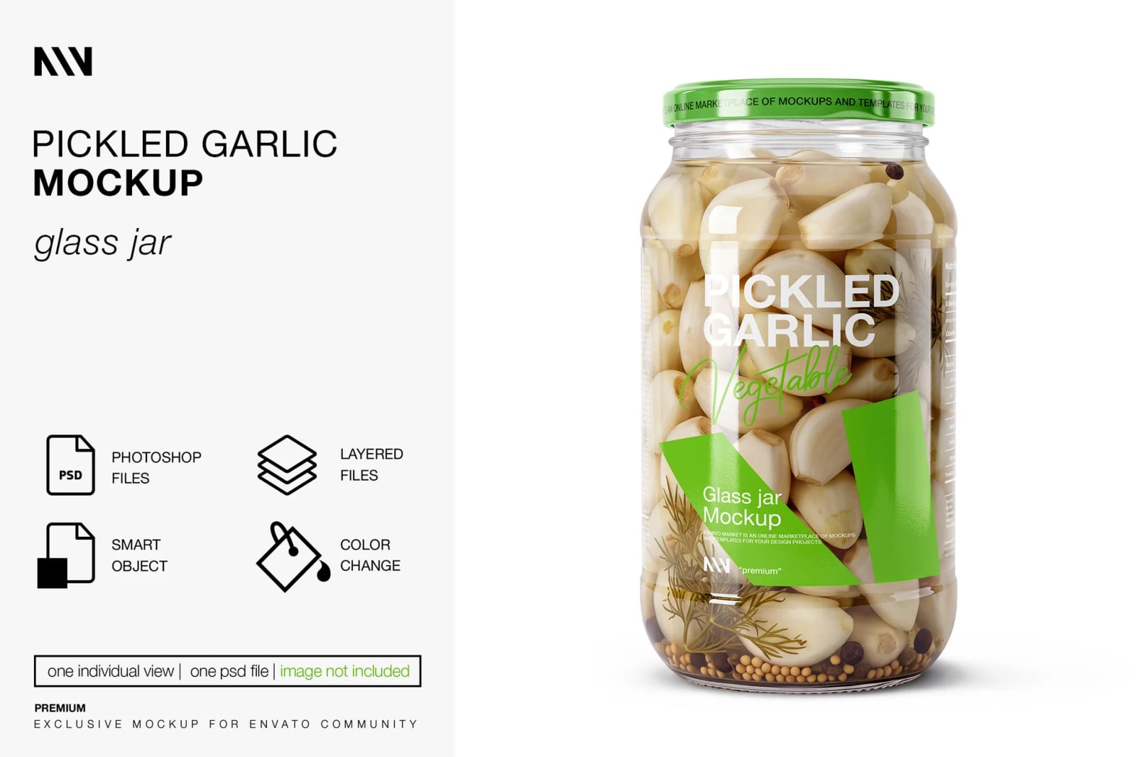 Free Pickled Garlic Glass Jar Mockup 1