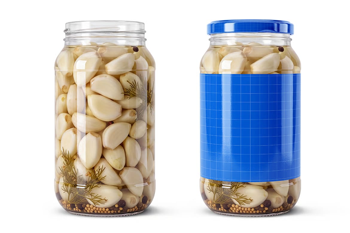 Free Pickled Garlic Glass Jar Mockup 2