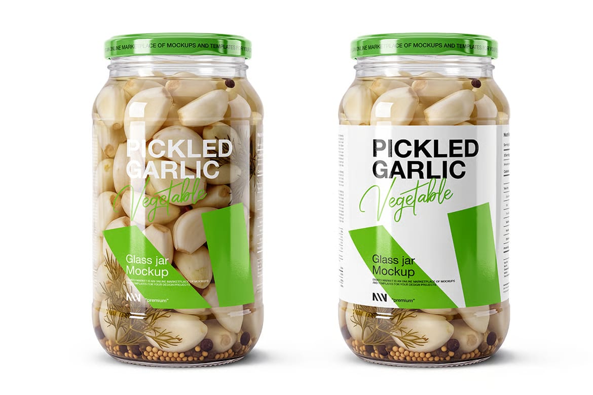 Free Pickled Garlic Glass Jar Mockup 3