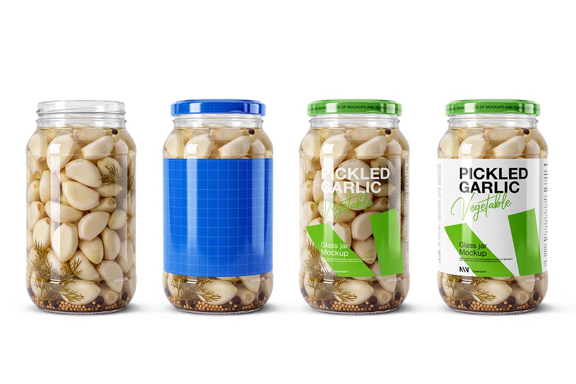 Free Pickled Garlic Glass Jar Mockup 4
