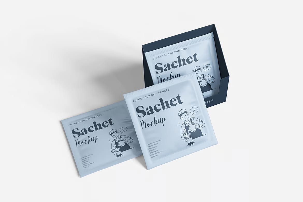 Free Retail Sachet With Box Mockup 2