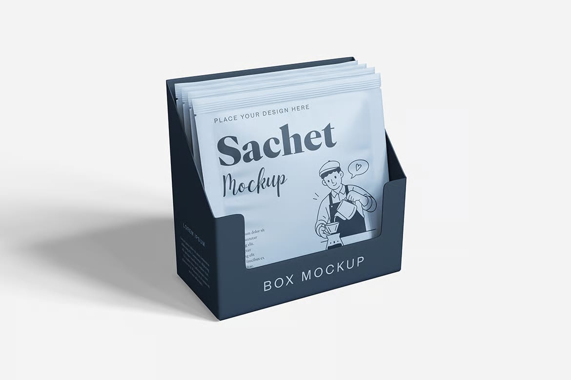 Free Retail Sachet With Box Mockup 3