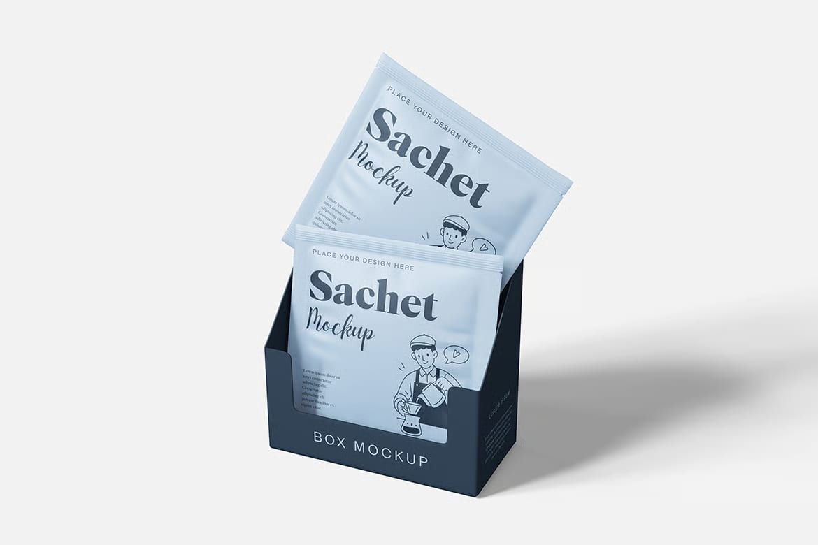 Free Retail Sachet With Box Mockup 6