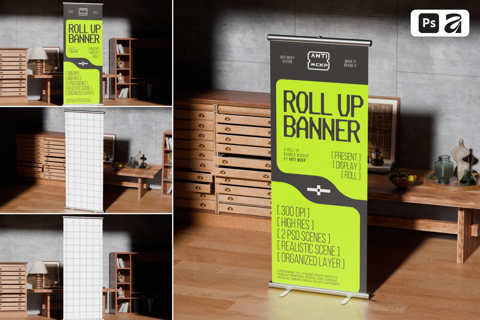 Free Roll Up Banner Mockup Set 1