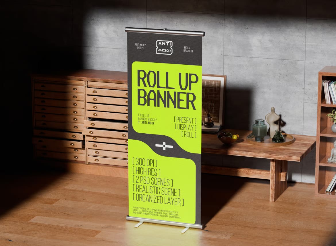 Free Roll Up Banner Mockup Set 2