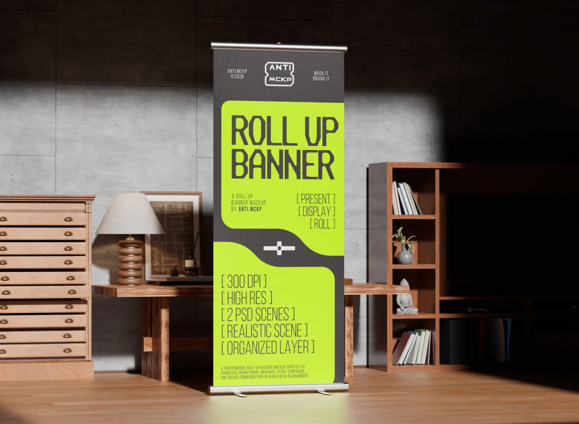 Free Roll Up Banner Mockup Set 3