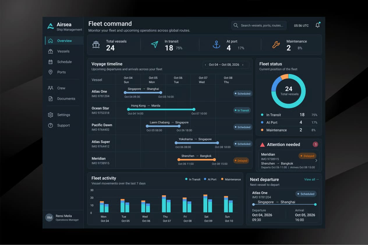 Free Ship Management Dashboard 2