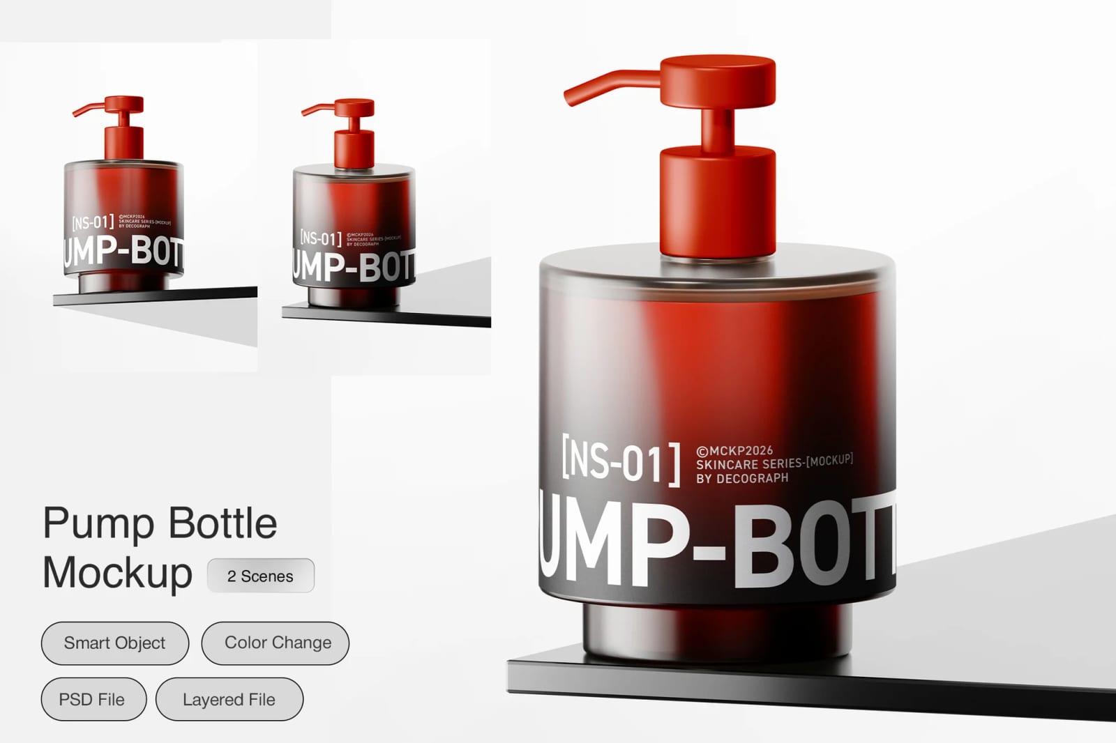 Free Skincare Pump Bottle Mockup 1