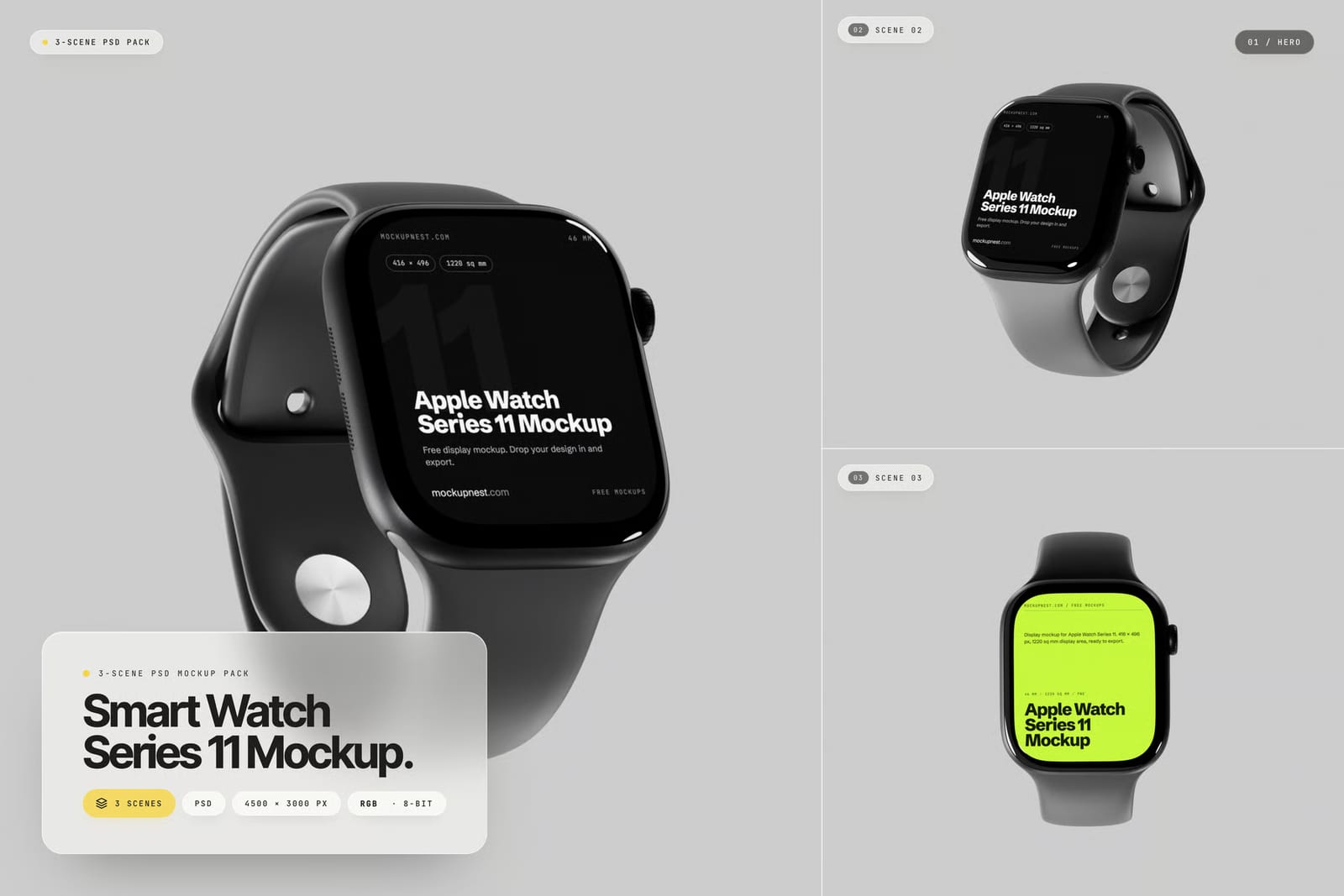 Free Smart Watch Series 11 Mockup 1