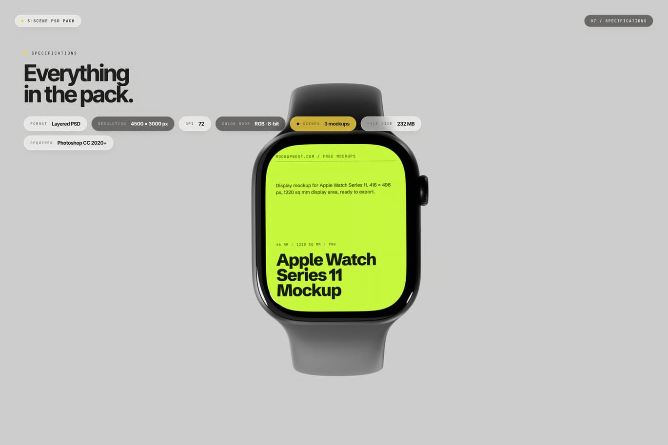 Free Smart Watch Series 11 Mockup 7