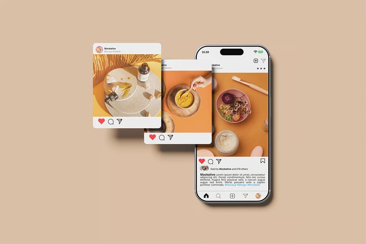 Free Smartphone Social Media Mockup 2
