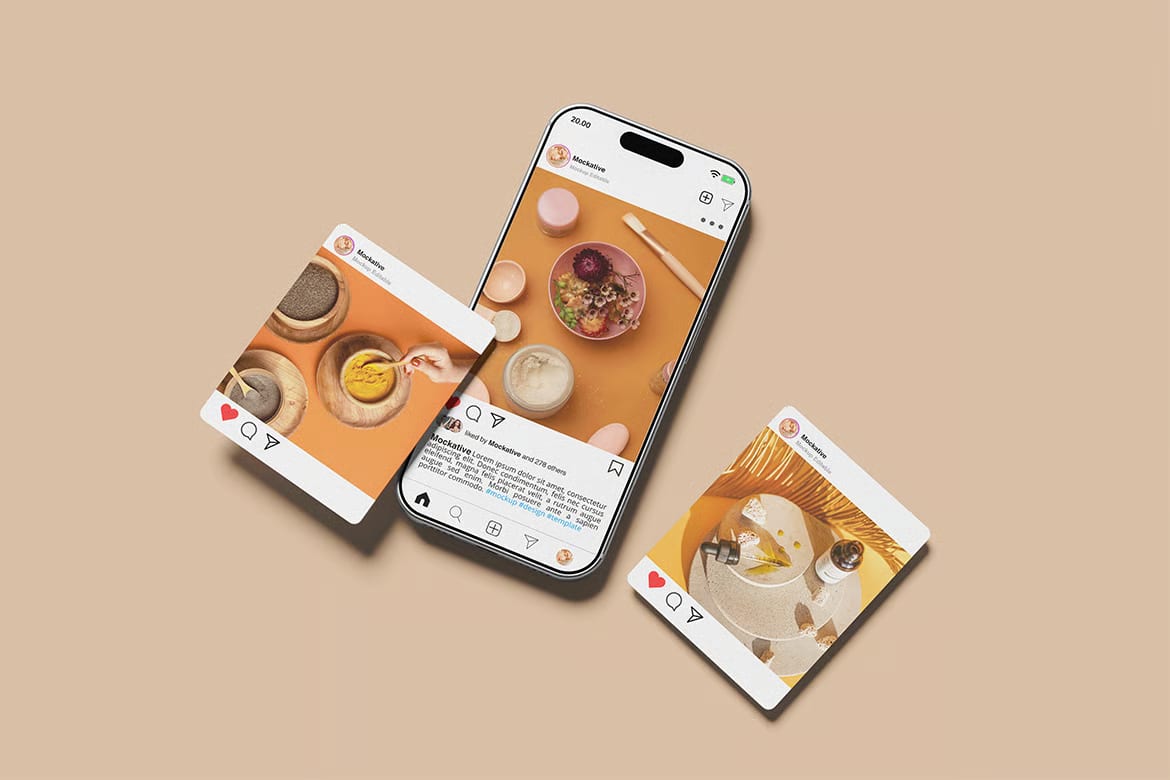 Free Smartphone Social Media Mockup 3