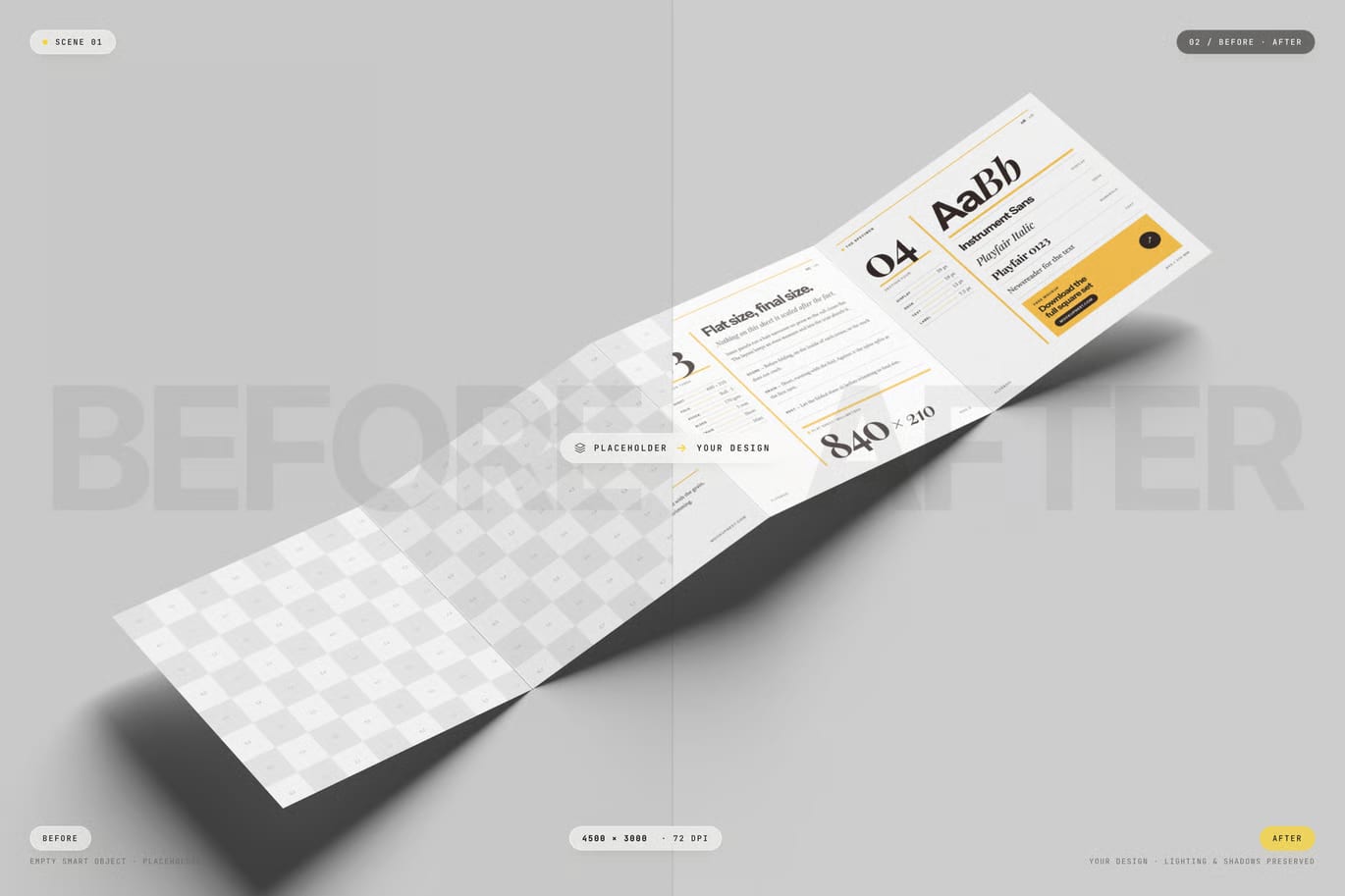 Free Square 4-Panel Flyer Leaflet Mockup 2