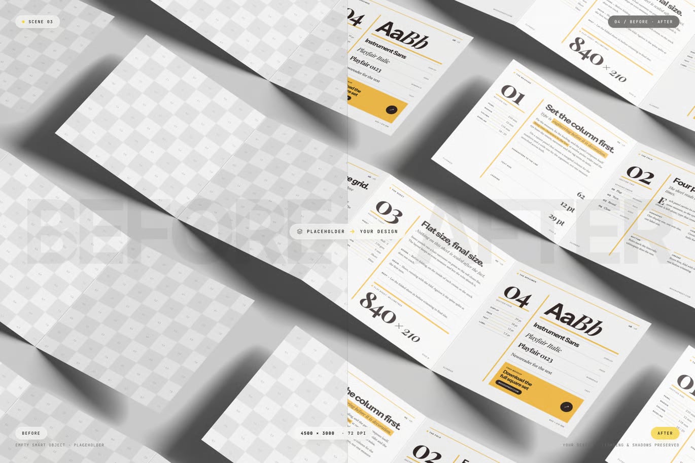 Free Square 4-Panel Flyer Leaflet Mockup 4