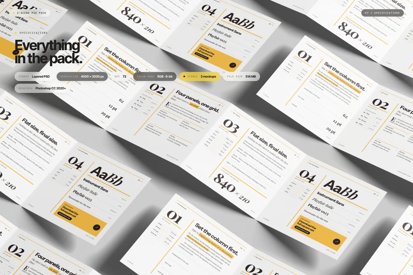 Free Square 4-Panel Flyer Leaflet Mockup 7