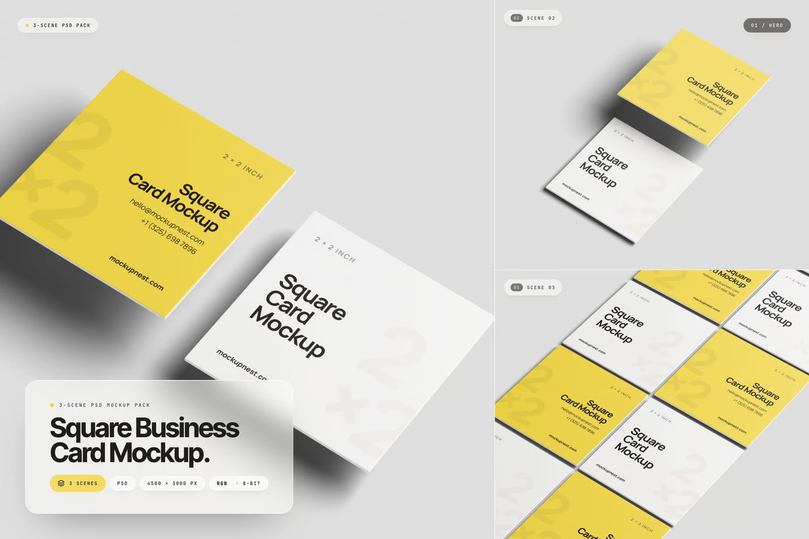 Free Square Business Card Mockup 1