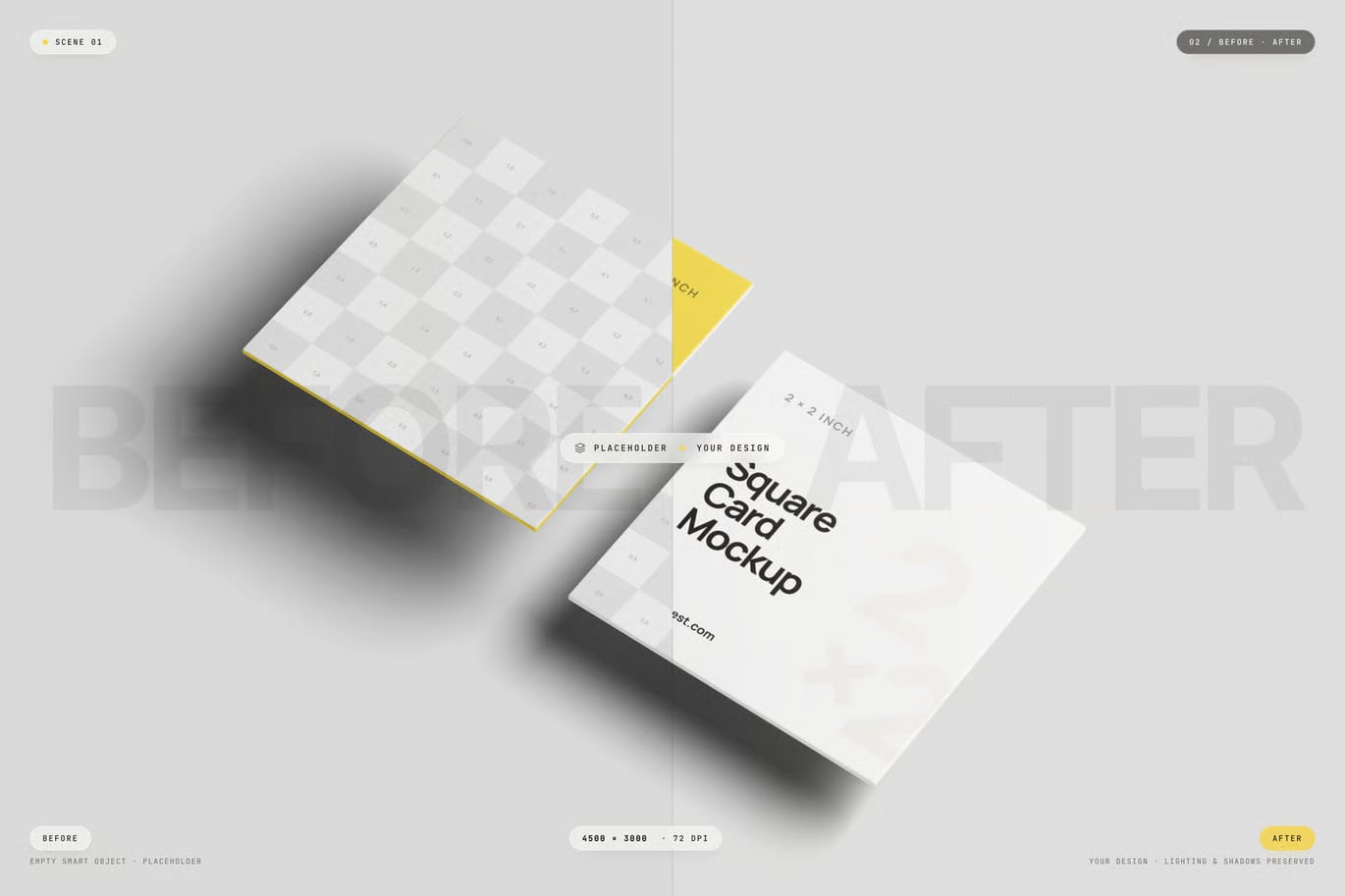 Free Square Business Card Mockup 2
