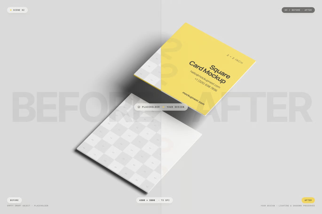 Free Square Business Card Mockup 3