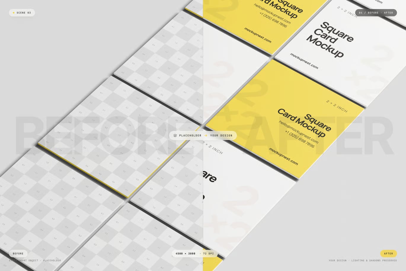 Free Square Business Card Mockup 4