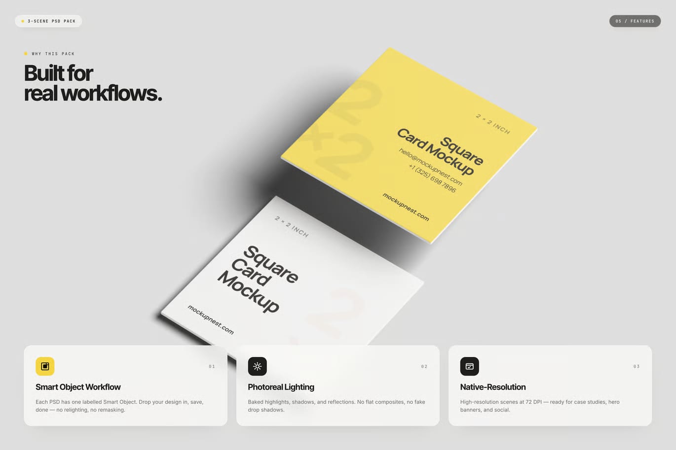 Free Square Business Card Mockup 5