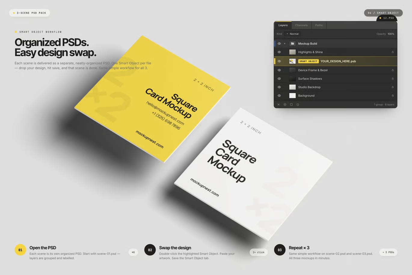 Free Square Business Card Mockup 6
