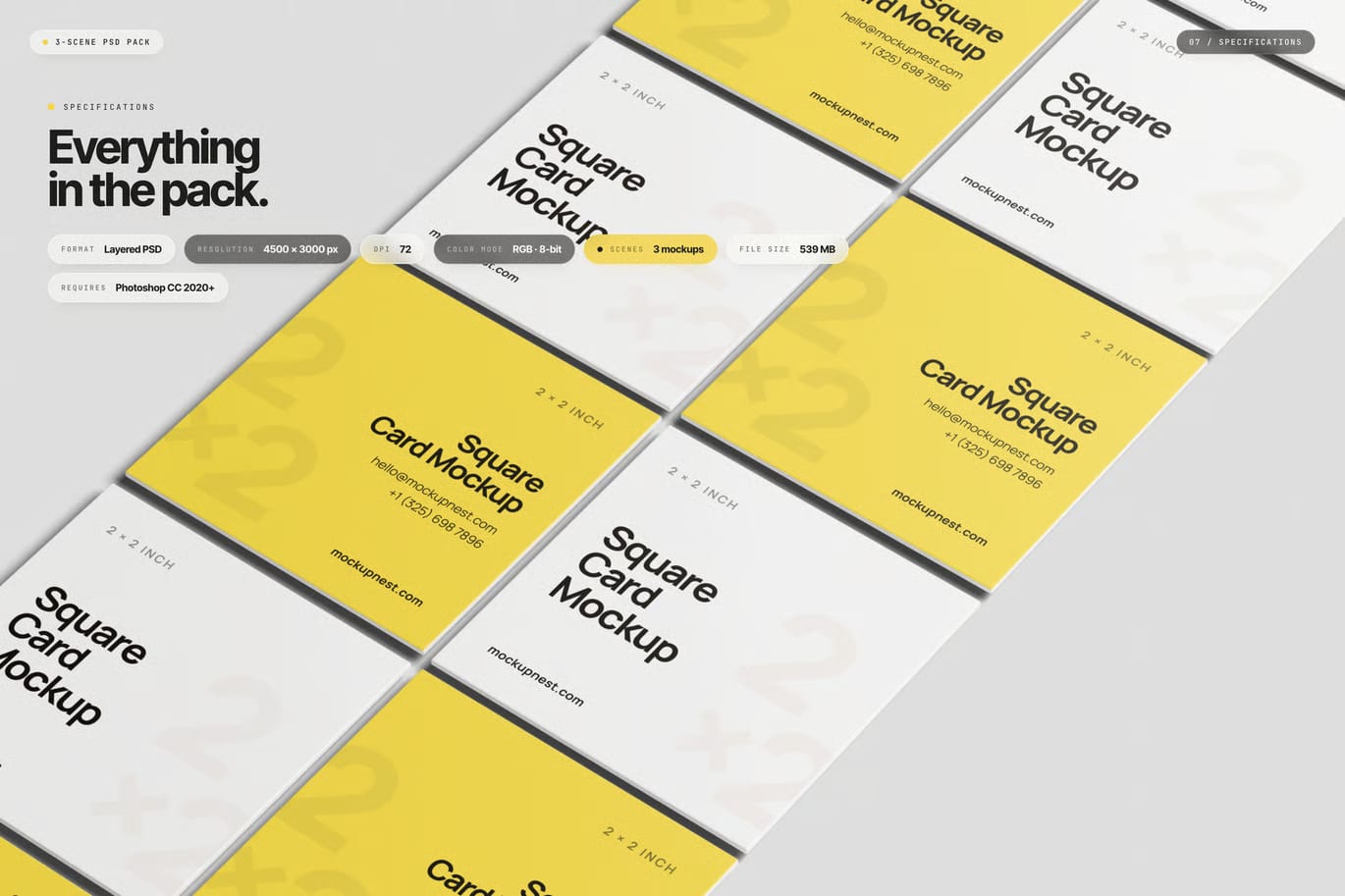 Free Square Business Card Mockup 7