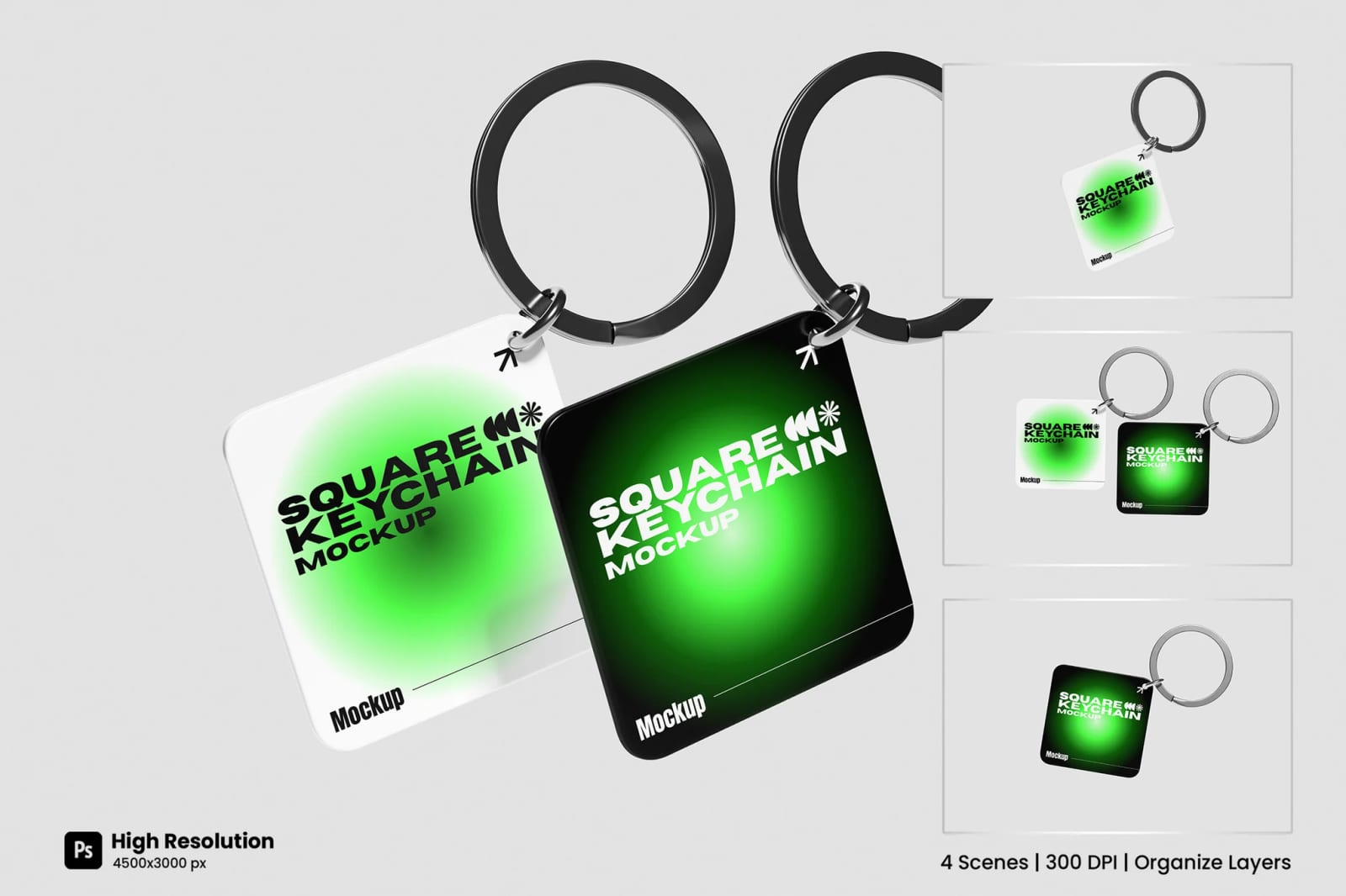 Free Square Keychain Mockup 1