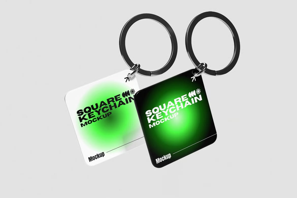 Free Square Keychain Mockup 2