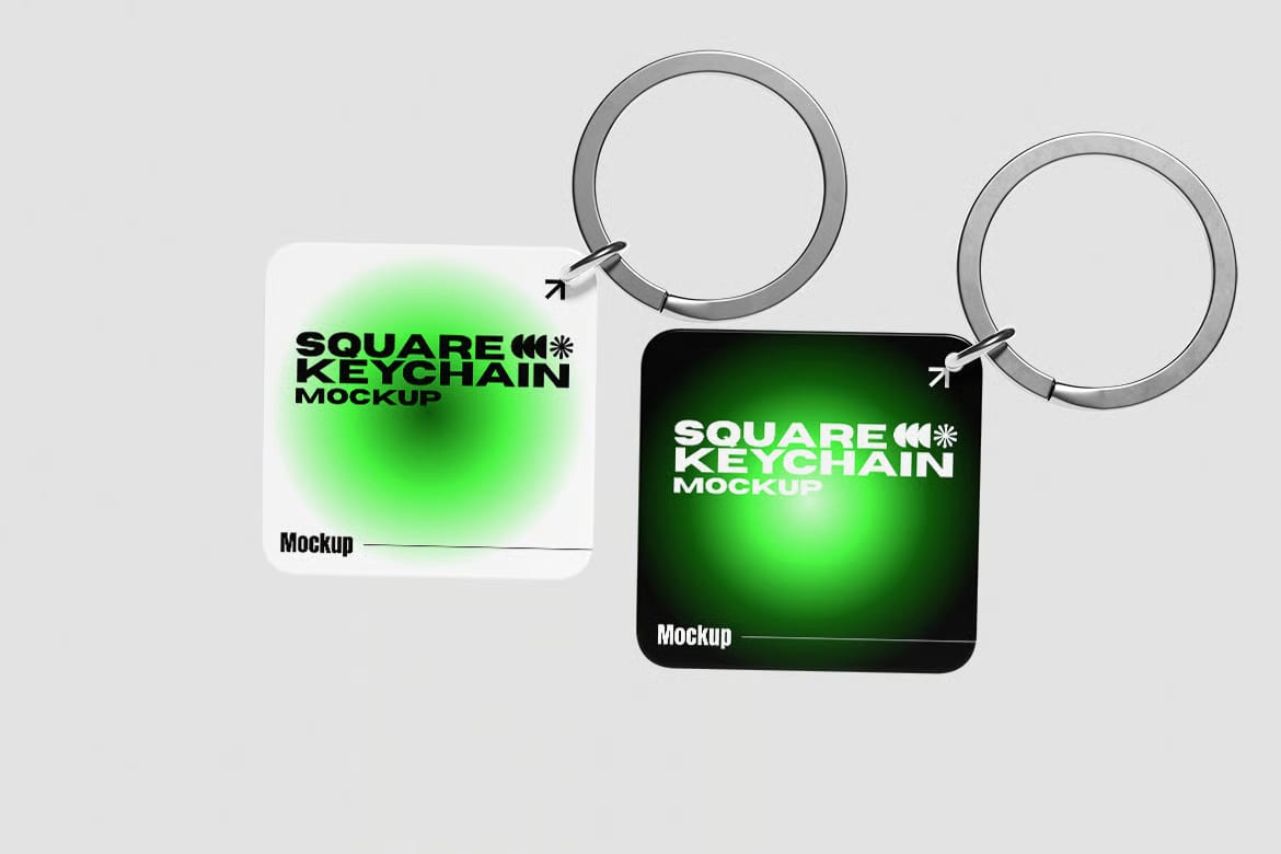 Free Square Keychain Mockup 3