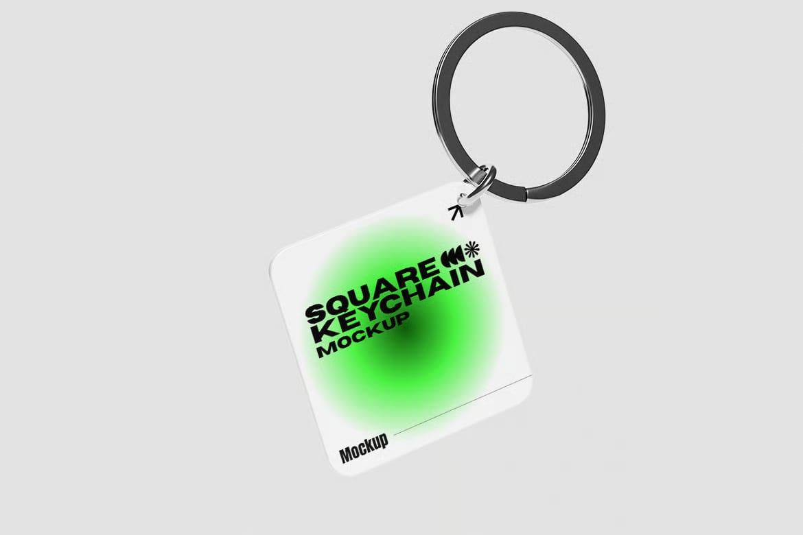 Free Square Keychain Mockup 4