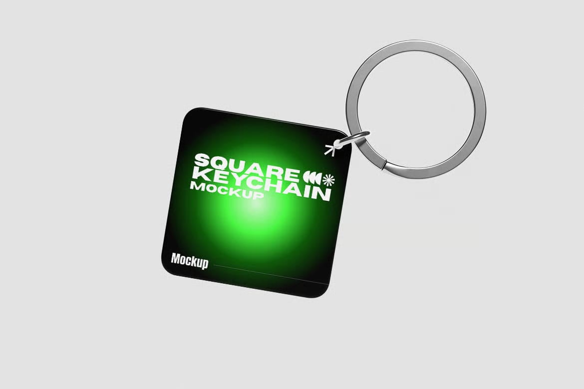 Free Square Keychain Mockup 5