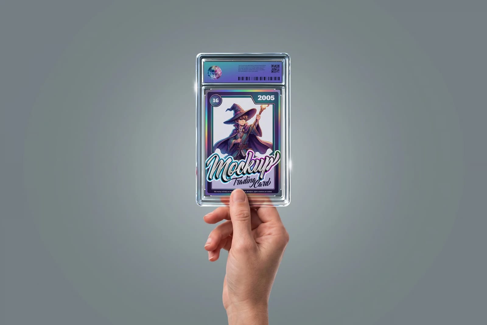 Free Trading Card Mockup - Hand Holding Graded Slab 1