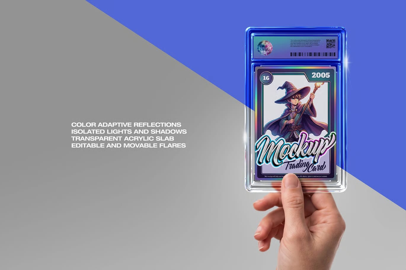 Free Trading Card Mockup - Hand Holding Graded Slab 2