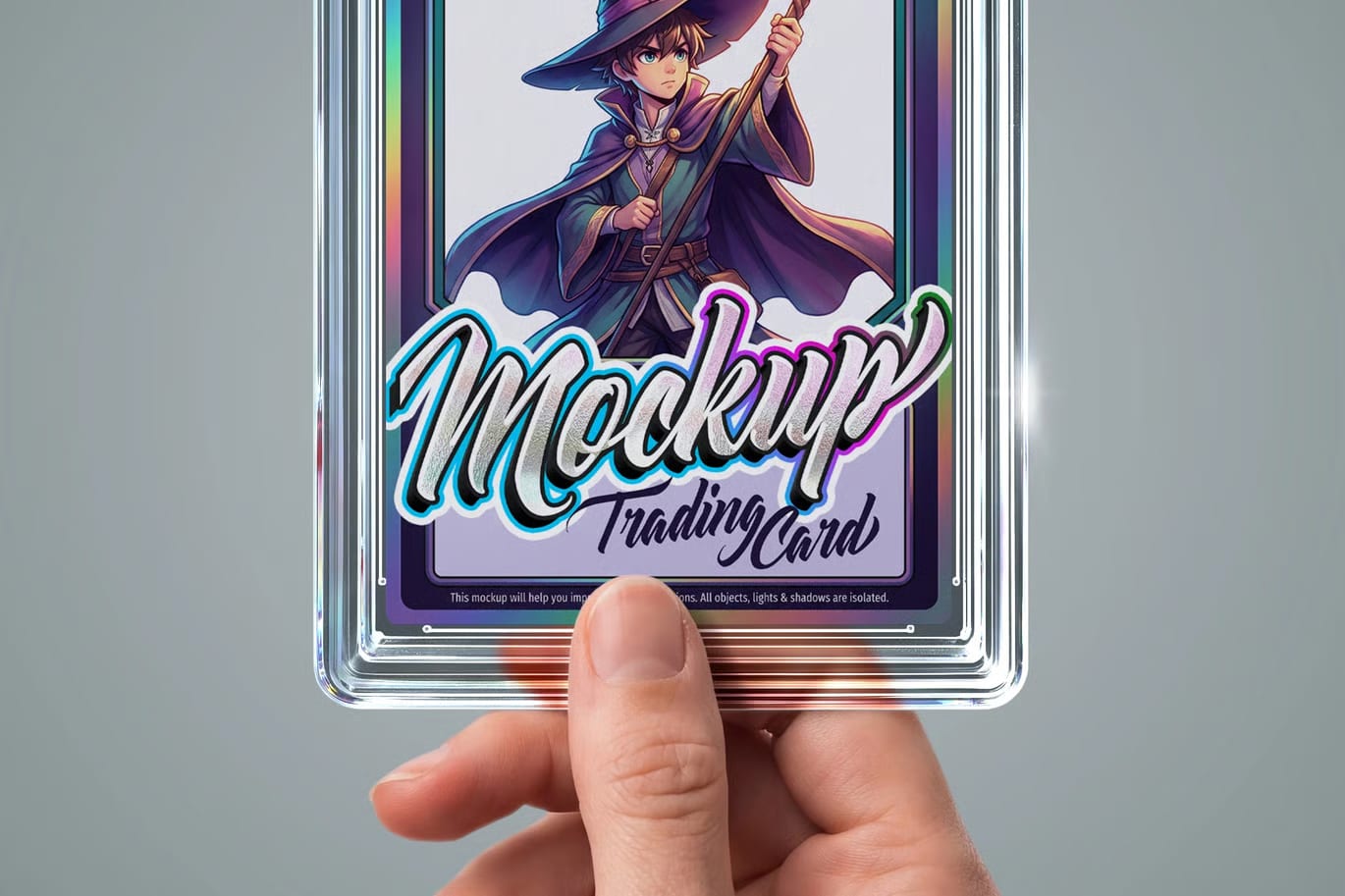 Free Trading Card Mockup - Hand Holding Graded Slab 3