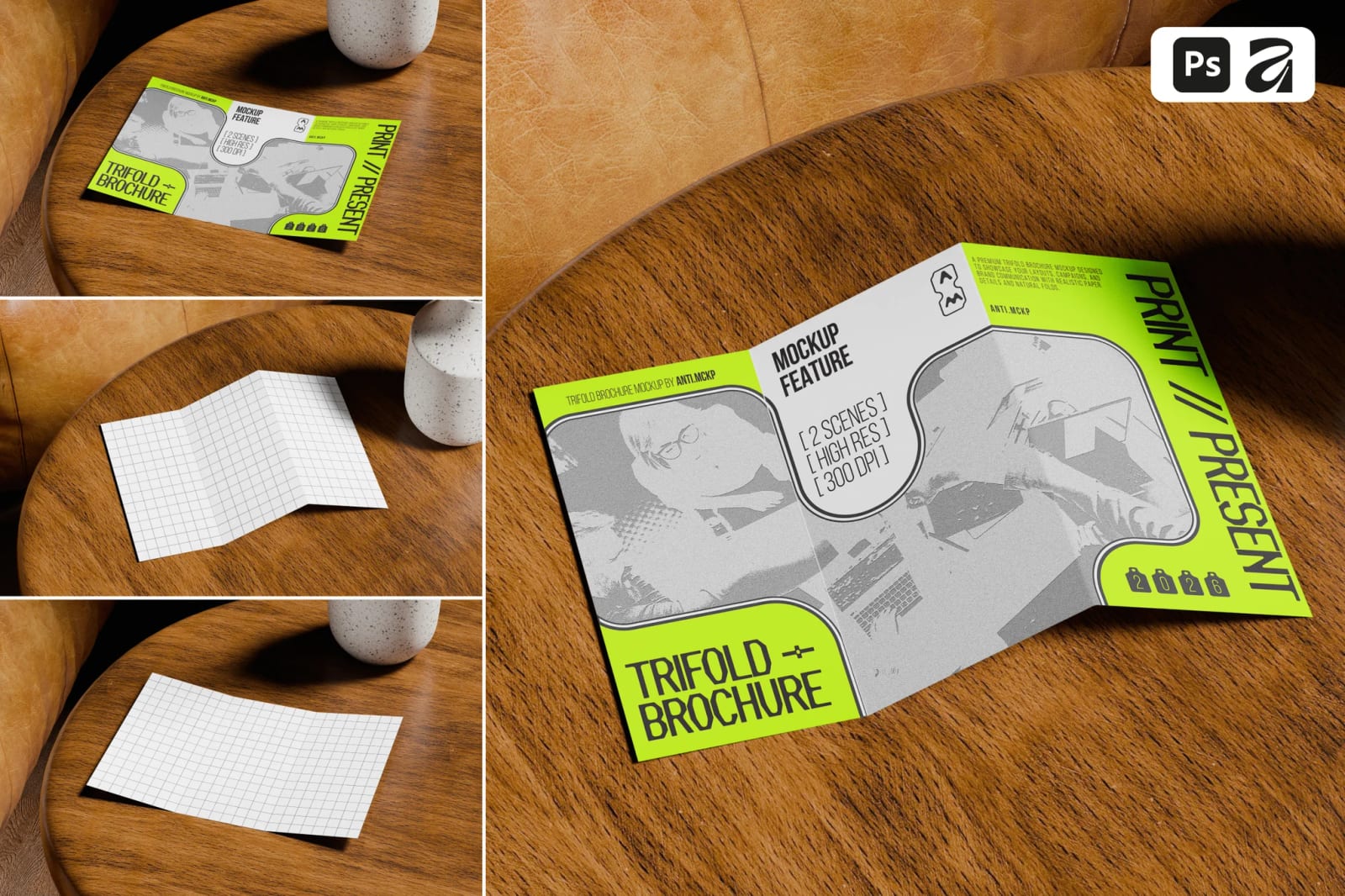 Free Trifold Brochure Mockup Set 1