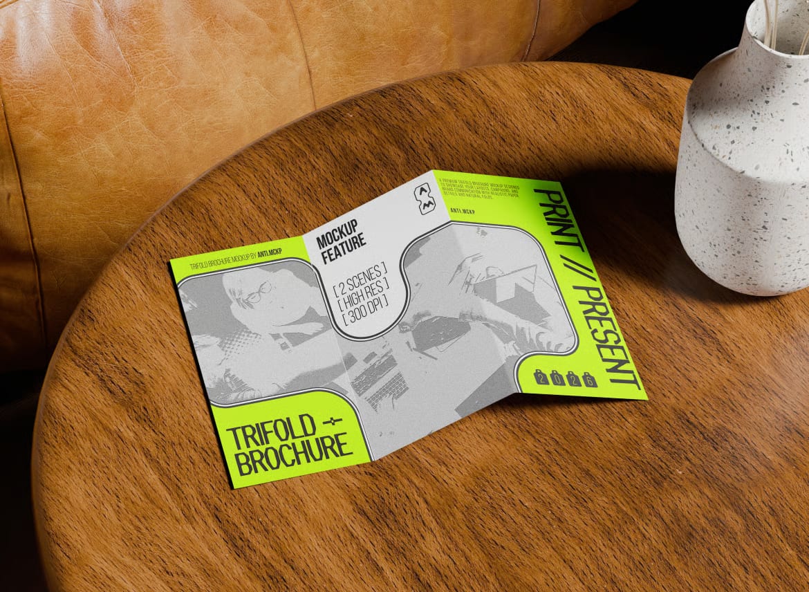 Free Trifold Brochure Mockup Set 2