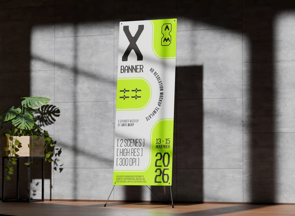 Free X Banner Mockup 2