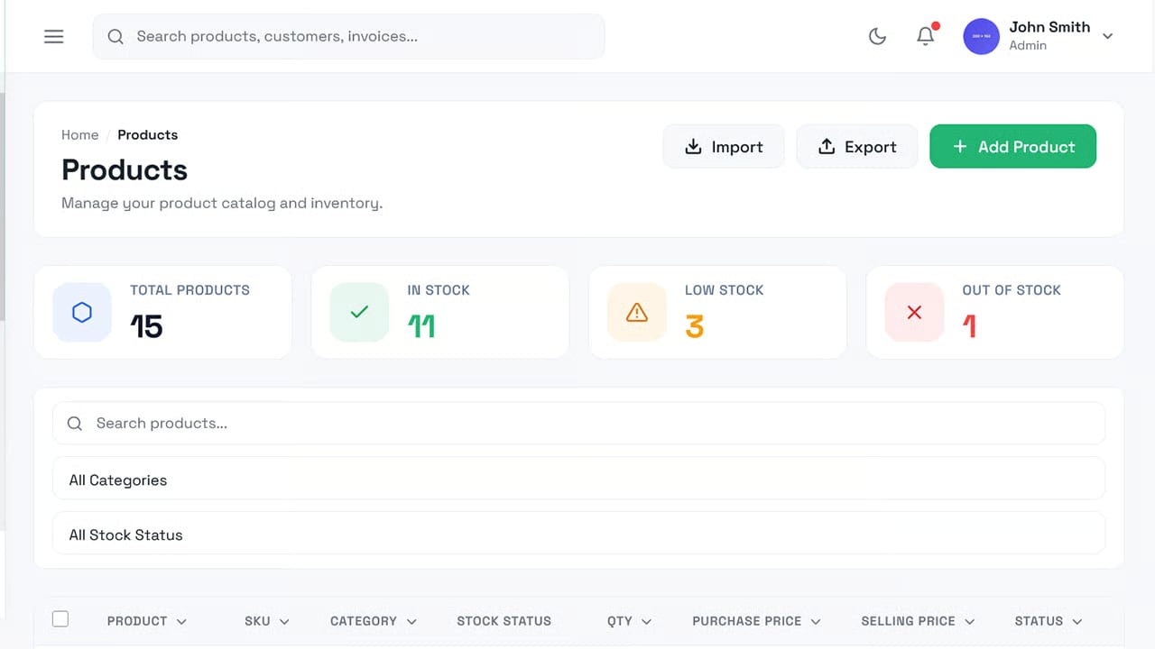 Invenza Free Inventory Tailwind CSS Admin Dashboard 4