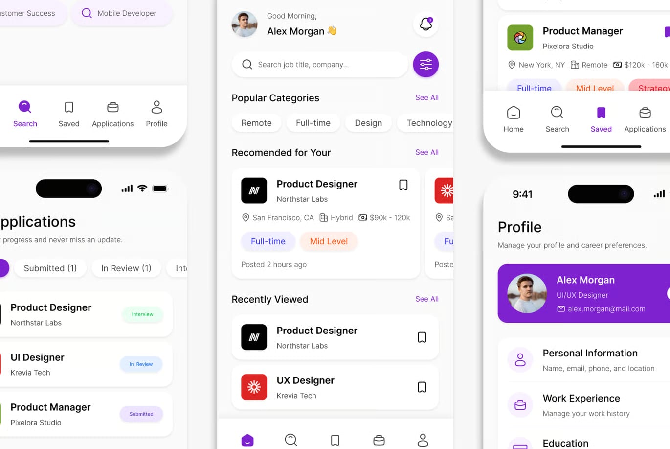 Job Search Free Mobile App UI Kit 3