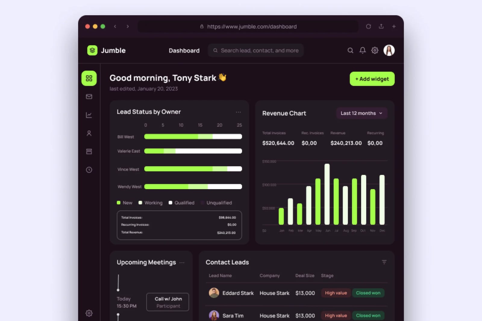 Jumble Free SAAS Dashboard 1