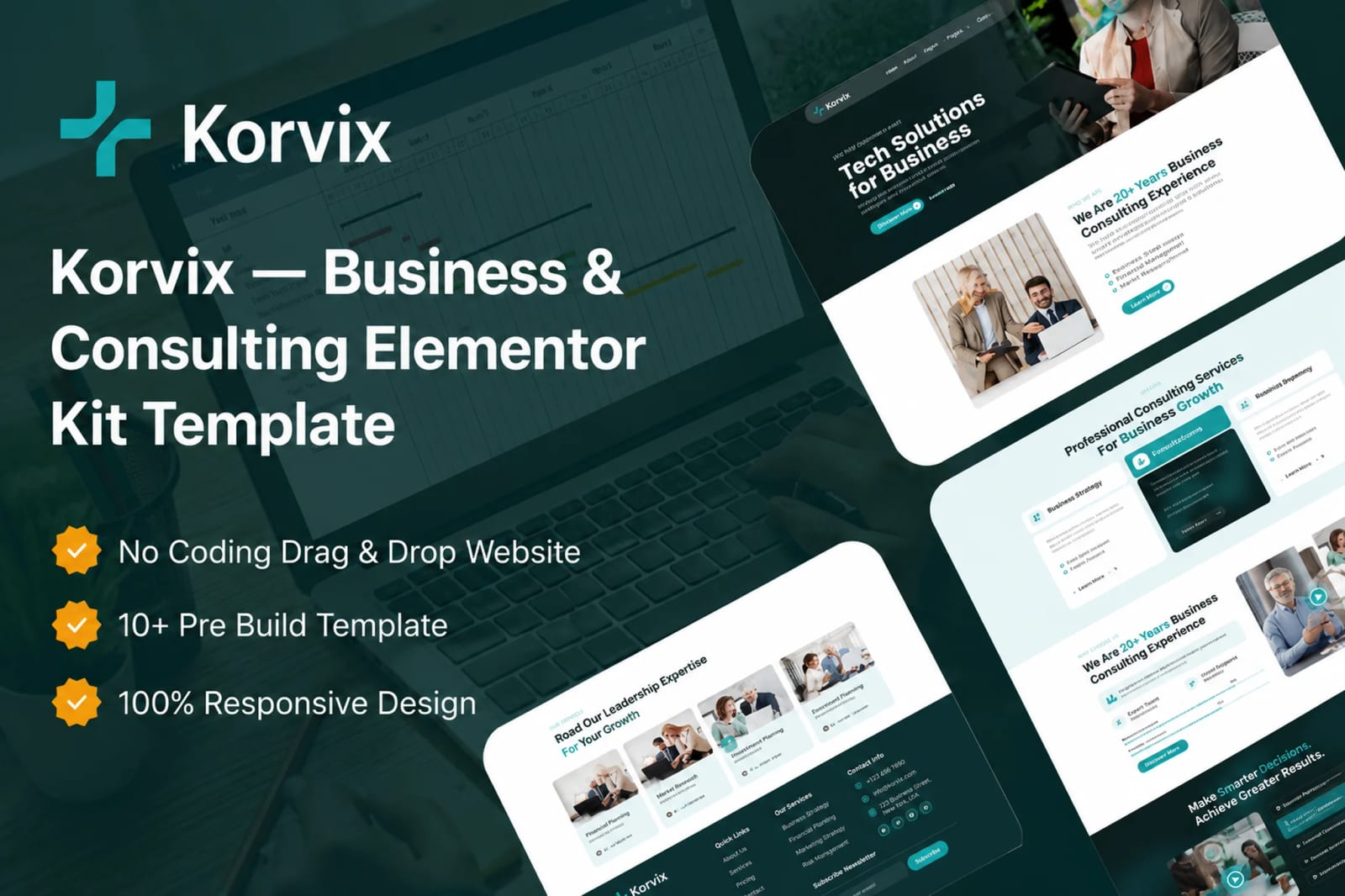 Korvix Free Business & Technology Elementor Template Kit 1