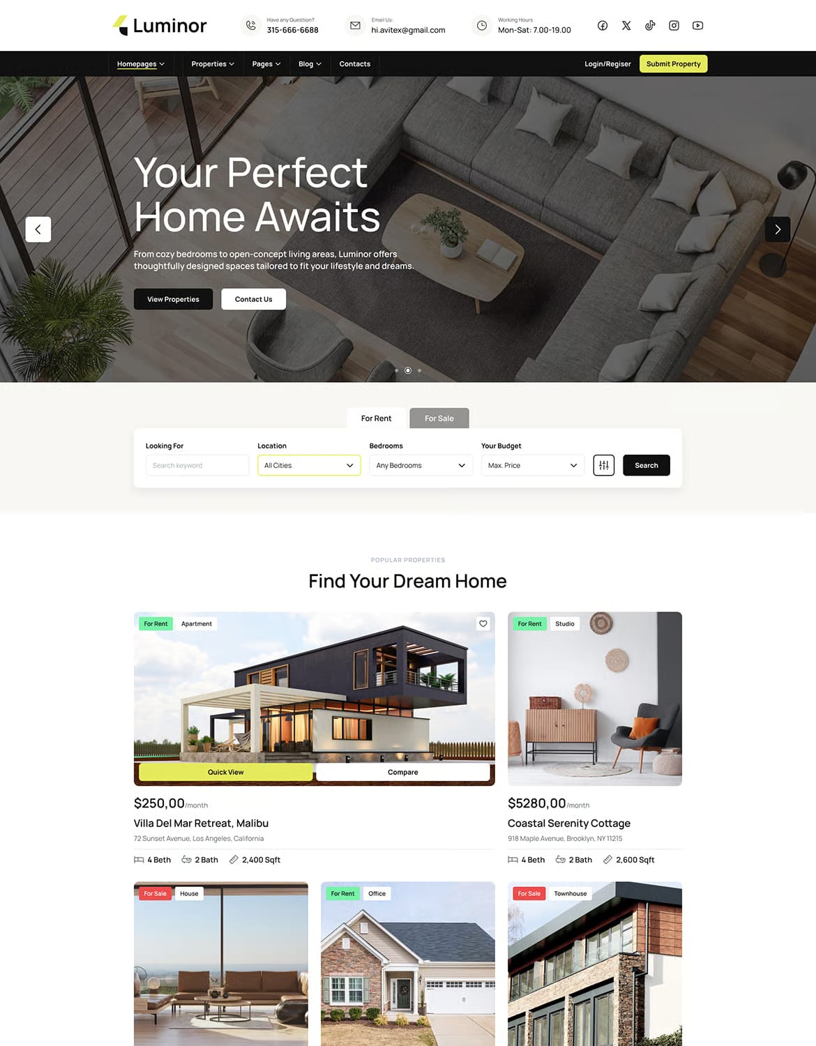 Luminor Free Real Estate WordPress Theme 2
