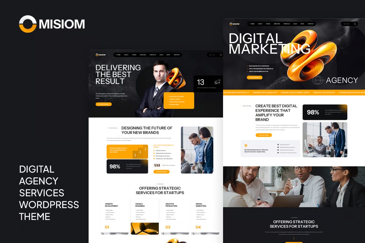 Misiom Free Digital Agency Services WordPress Theme 1