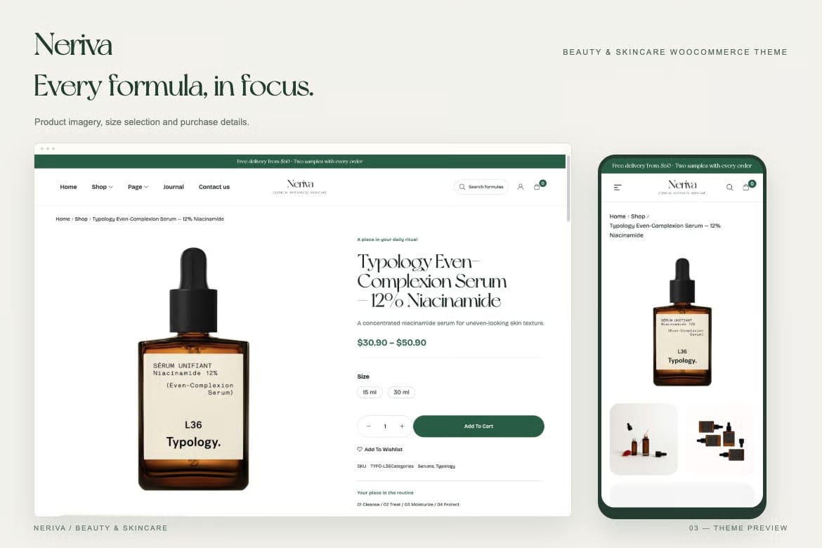 Neriva Free Beauty & Skincare WooCommerce Theme 3