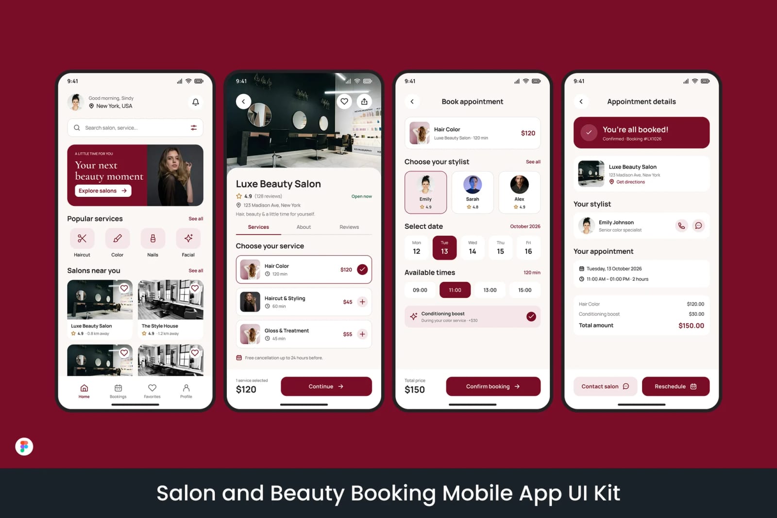 Salon and Beauty Booking Free Mobile App UI Kit 1