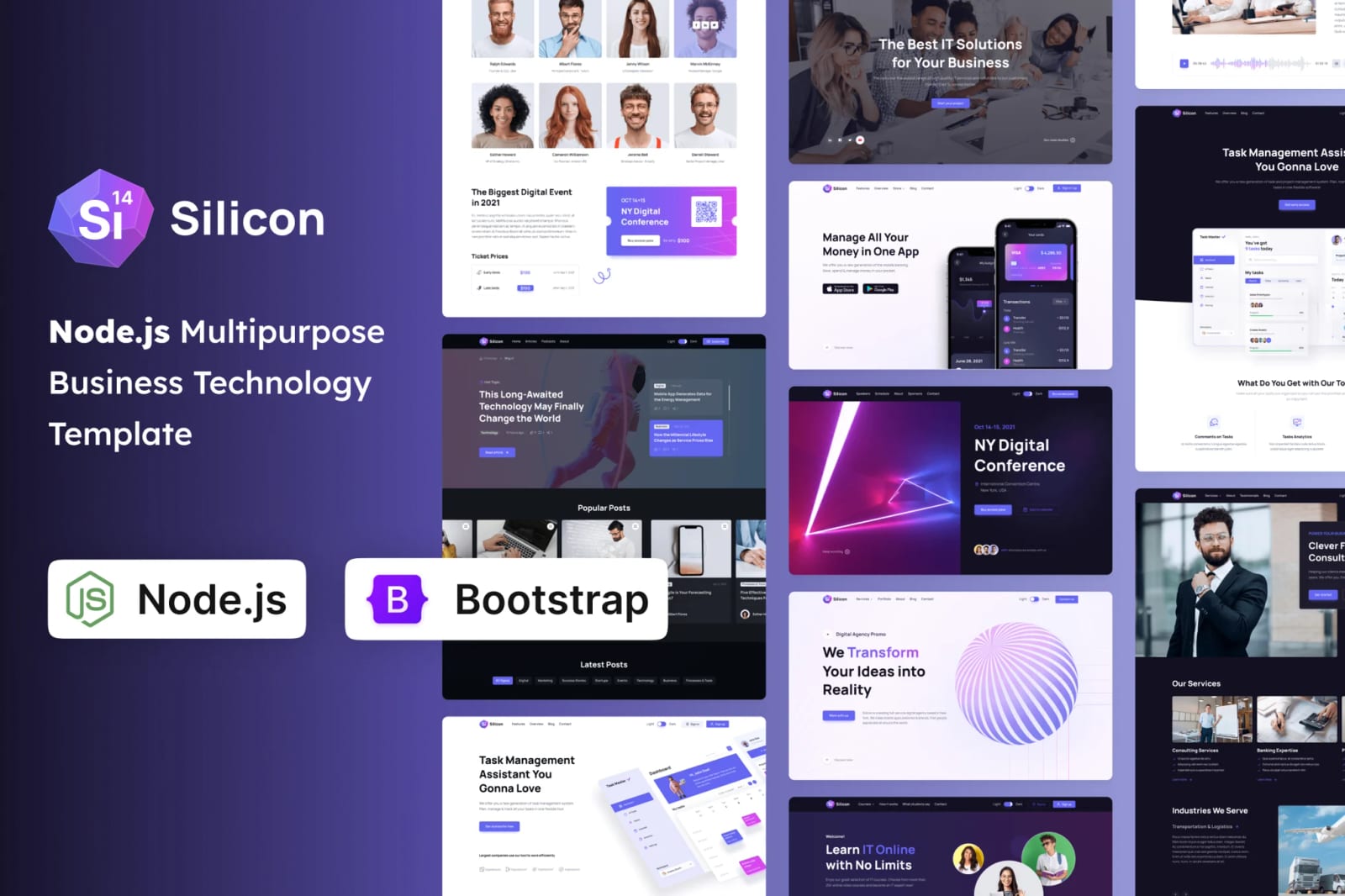 Silicon Free Nodejs Multipurpose Business Technology Template 1